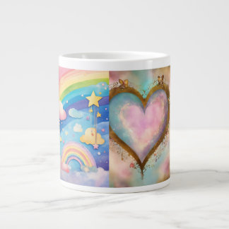 Amor radiante: tazas de fusión corazón y arcoiris