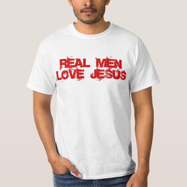 Amor real Jesús, camiseta cristiana de los hombres (Anverso)
