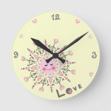 Amor Reloj amarillo de pared acrílica amarillo
