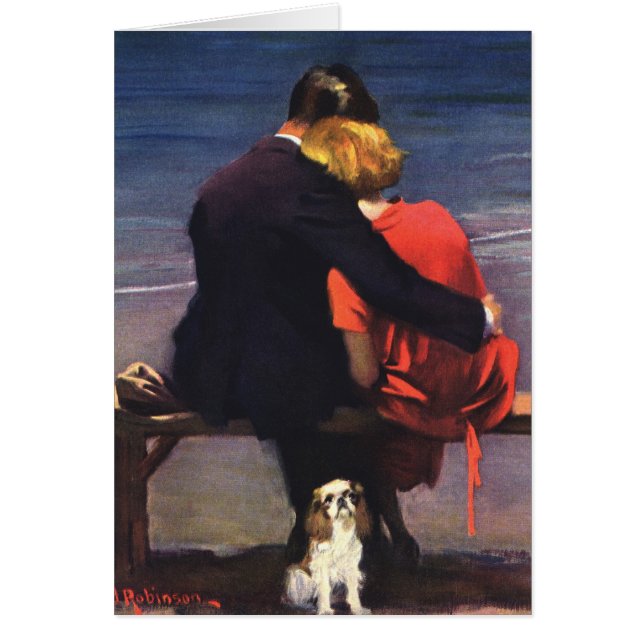 Amor romántico vintage, romance en la playa (Frente)