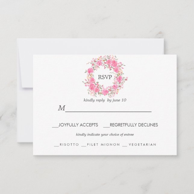 Amor Rosa | Elección de comida para RSVP de bodas  (Anverso)