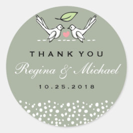 Amor rosa gris pájaros Doodle Boda Favor Pegatina