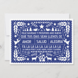 Amor, salud, navidad del azul del picado del papel