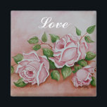 Amor Shabby Chic Vintage Pintar Imán Rosa Rosa<br><div class="desc">Amor Shabby Chic Vintage Imán de pintura de rosas rosadas</div>