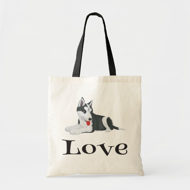 Amor Siberian Husky Perro Perro Bolsa de Tote (Frente)