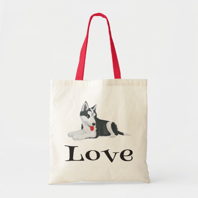 Amor Siberian Husky Perro Perro Bolsa de Tote (Frente)