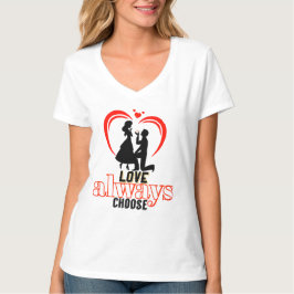 💖 Amor siempre elige la camiseta básica de cuello
