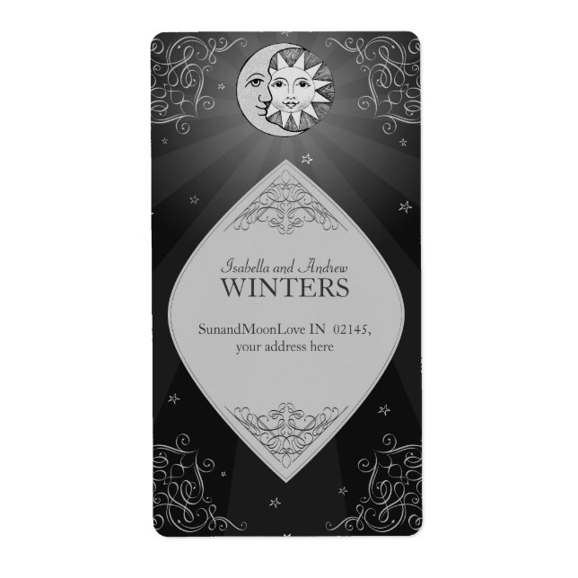 Amor solar y lunar - Etiqueta de dirección clásica (Frente)