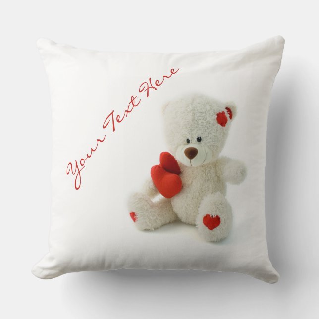 Amor Teddy Valentine personalizado lanzar almohada (Anverso)