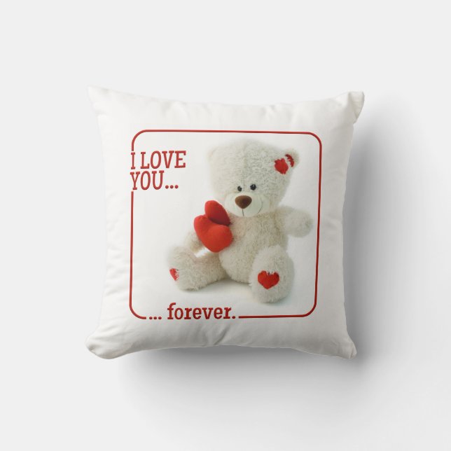 Amor Teddy Valentine personalizado lanzar almohada (Anverso)