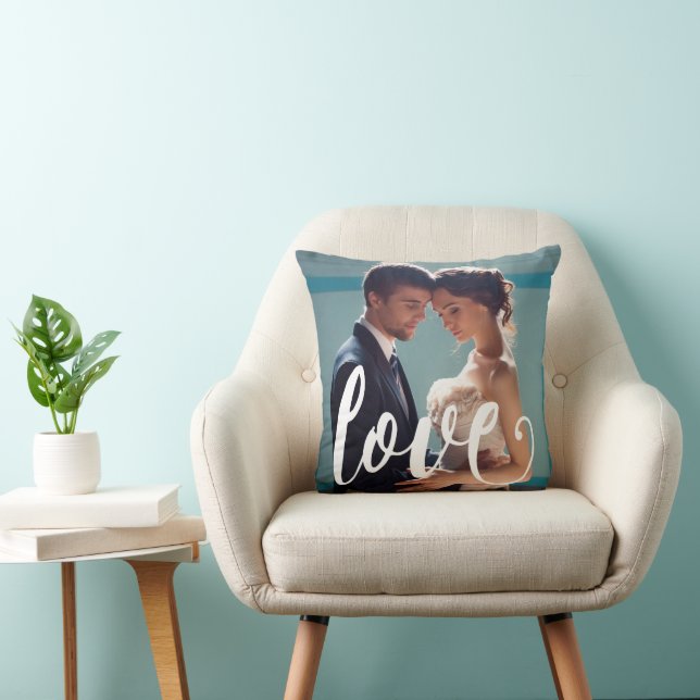 Amor Tipografía con Almohada de Foto (Silla)