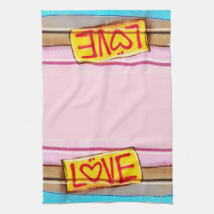 AMOR toalla de graffiti, rosa, tostado y azul