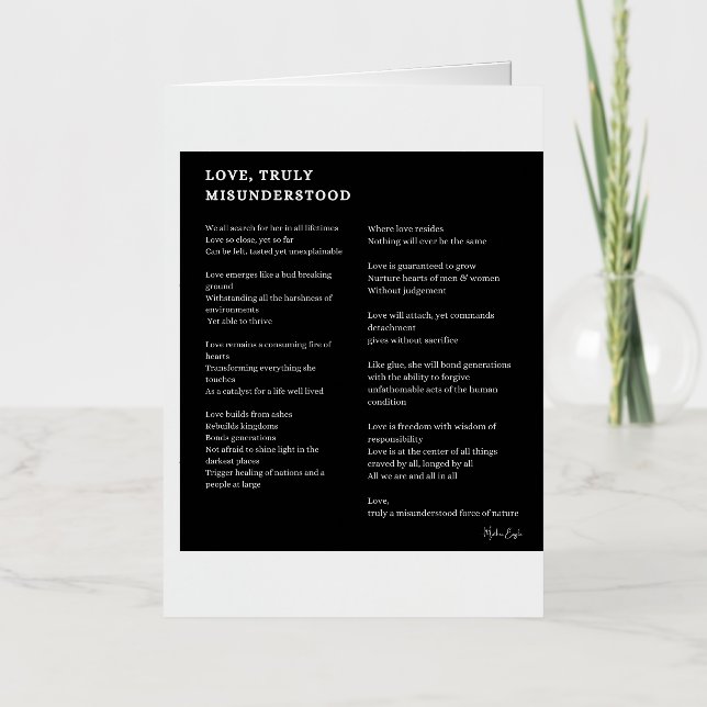 Amor verdaderamente malinterpretado poema poesía  (Anverso)