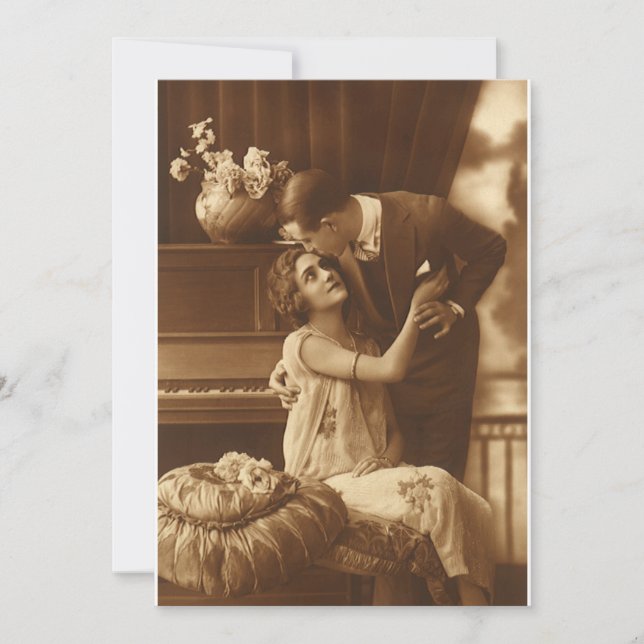 Amor vintage y Romance Romántico Invitación musica (Anverso)