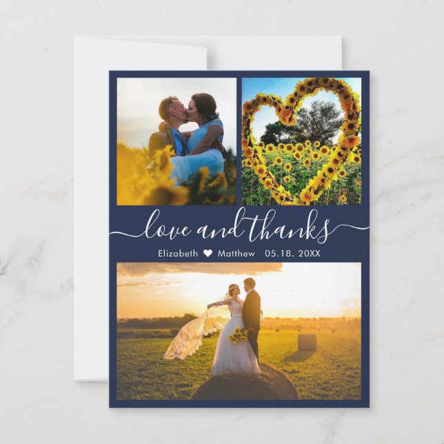 Amor y agradecimiento a la Marina Script Boda Foto (Anverso)