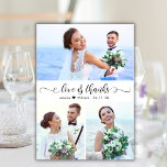 Amor y agradecimiento Boda 3 Collage de fotos<br><div class="desc">Moderno, Elegante, Amor y Gracias Script 3 Boda de Collage de fotos Tarjeta de agradecimiento. Elegante plantilla de tarjeta de agradecimiento boda con tres (3) fotos en la parte delantera y una (1) foto en la parte posterior. Con el texto "Amor y Gracias" en una caligrafía con letras cursivas a...</div>
