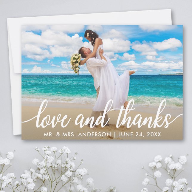 Amor y agradecimiento boda | Gracias Foto (Customize to add text or more photos to back of card.)