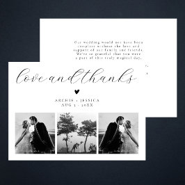 Amor y Agradecimiento Elegante 3 Fotos Tarjeta de
