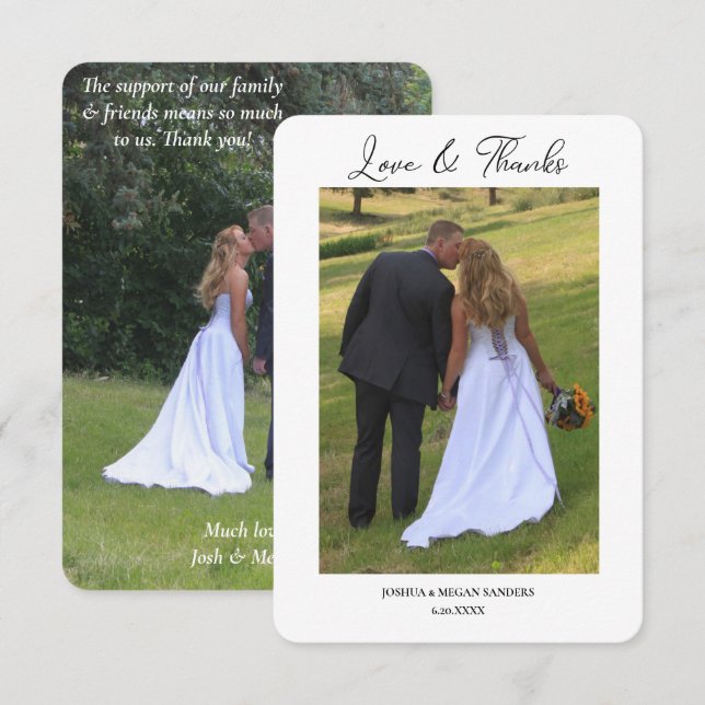 Amor y Agradecimiento en Boda de Dos Fotos Moderna (Anverso / Reverso)