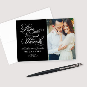Amor y agradecimiento negro y plateado de boda