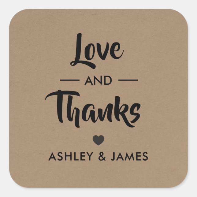 Amor y agradecimiento Pegatina, etiqueta de regalo (Anverso)
