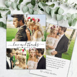 Amor y agradecimiento Script 3 Collage de fotos Bo<br><div class="desc">Moderno Minimalista Elegante "Amor y gracias" Script 3 Collage de fotos Boda Gracias Tarjeta. Elegante plantilla de tarjeta de agradecimiento boda con 3 (3) fotos en la parte delantera y 1 (1) foto en la parte posterior. Con el texto "Amor y agradecimiento" en una letra tipográfica con letras a mano...</div>