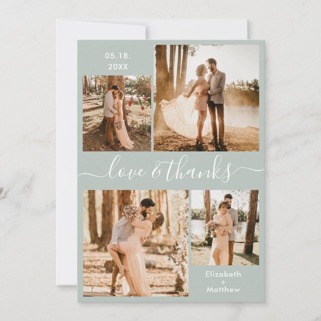 Amor y agradecimiento Script Sage Green Collage Bo (Anverso)