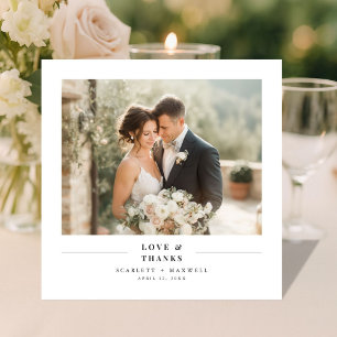 Amor y agradecimiento Tarjeta de foto de boda cuad