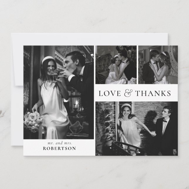Amor y Agradecimiento Tipografía Foto Collage Boda (Anverso)