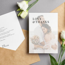 Amor y agradecimiento tipografía moderna boda