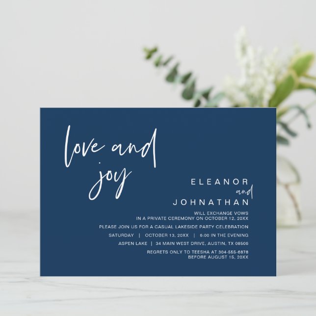 Amor y Alegría, Invitación de Boda para Fuga Román (Anverso de pie)
