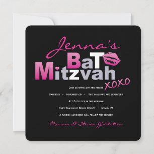 AMOR Y BESOS CALIENTES Bat Mitzvah Invitación