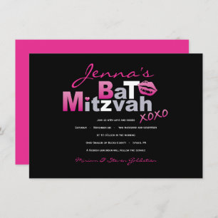 AMOR Y BESOS CALIENTES Bat Mitzvah Invitación