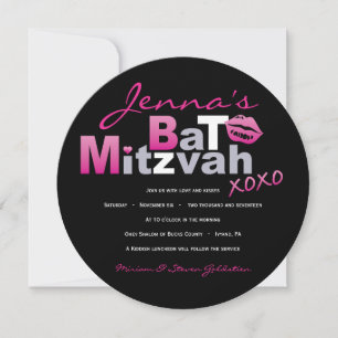 AMOR Y BESOS CALIENTES Bat Mitzvah Invitación