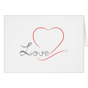 AMOR y corazón rojo