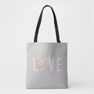 AMOR Y Corazón Rosa Bolso de tela
