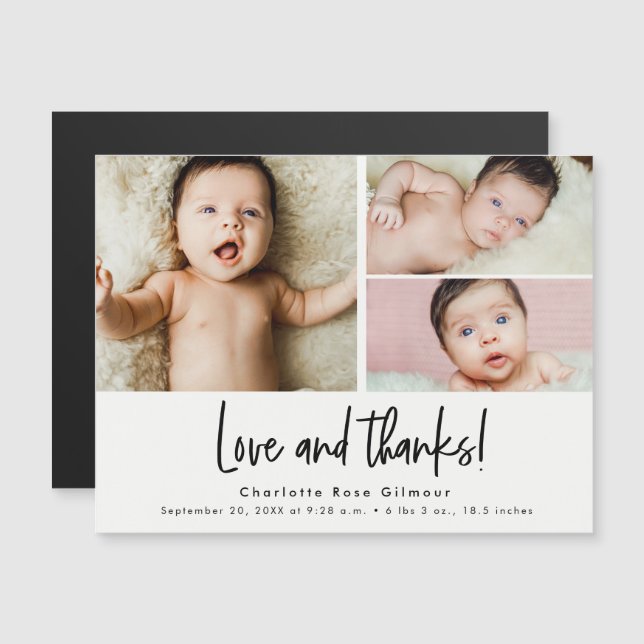 Amor y gracias Bebé 3 fotos Gracias (Anverso/Reverso)