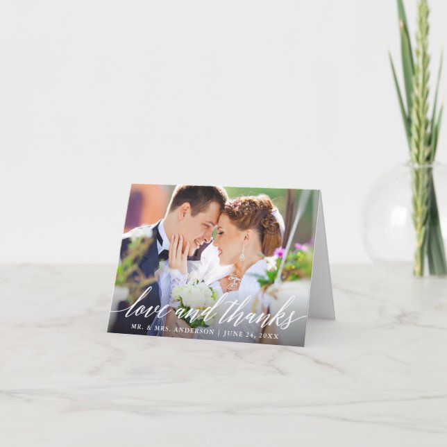 Amor y gracias Boda de caligrafía moderna Nota (Anverso)