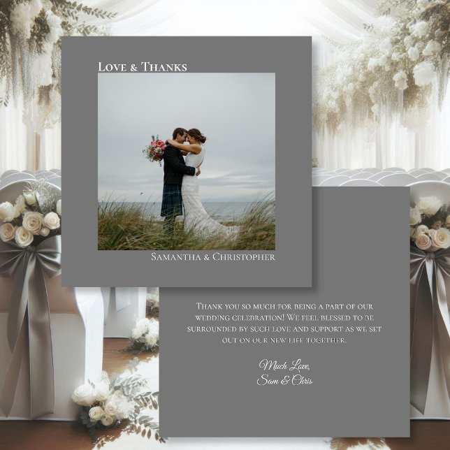 Amor y gracias Boda de fotos y notas de gris Minim (Front/Back)