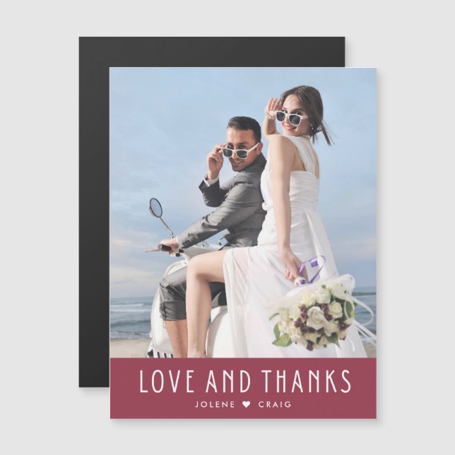 Amor y gracias Boda fotográfico moderno Gracias (Anverso/Reverso)