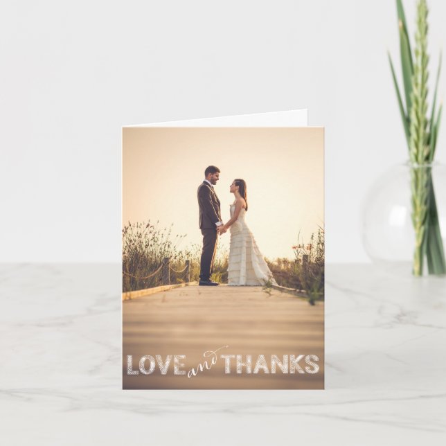 Amor y gracias, Boda moderno - Tarjeta de agradeci (Anverso)