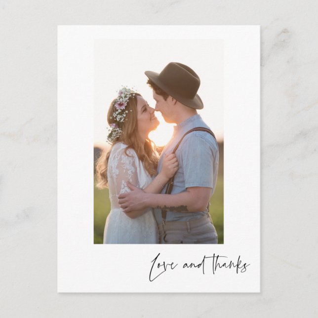 Amor y gracias foto vertical Gracias postal (Anverso)