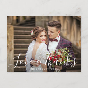 Amor y gracias Gracias tarjeta de foto boda
