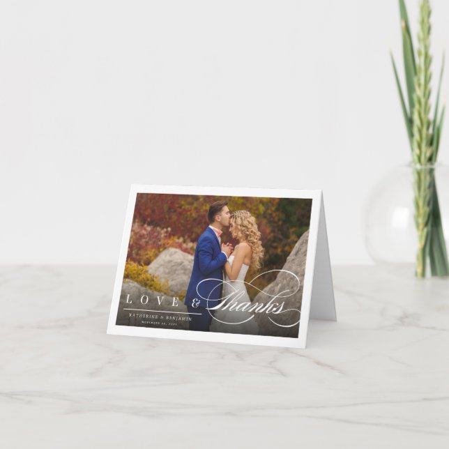 Amor y gracias Moda Script Boda de fotos Gracias (Anverso)