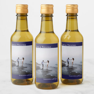 Amor y gracias Navy Blue Boda de fotos simple Mini