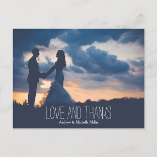 Amor y gracias tarjeta de agradecimiento de boda