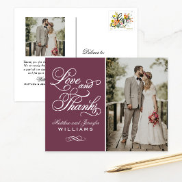 Amor y Gracias Tarjeta de Agradecimiento de Boda d