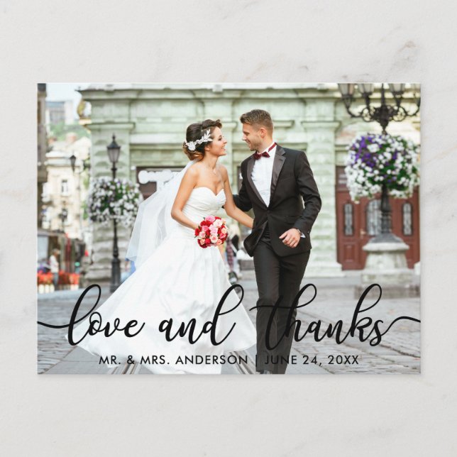Amor y Gracias Tarjeta de agradecimiento para foto (Anverso)