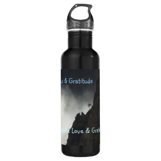 Amor y gratitud de la botella de H2o