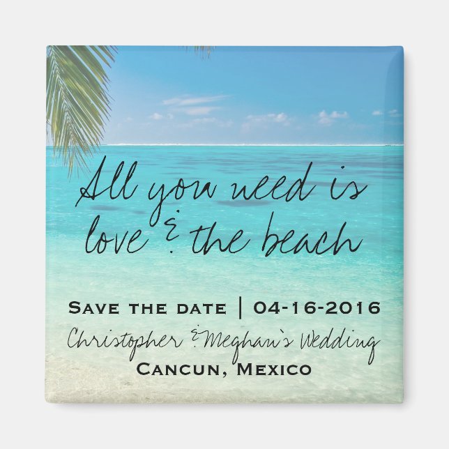 Amor y la boda de playa Salven imanes de citas (Frente)